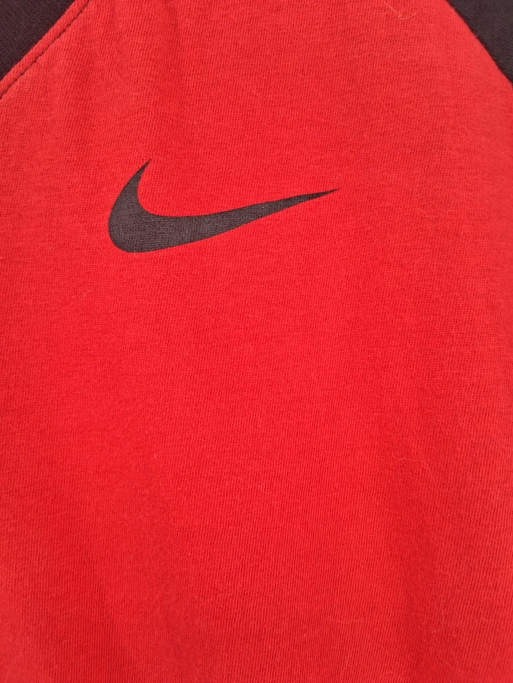 Nike Red V-Neck Ohio State Raglan Tee with Black Sleeves